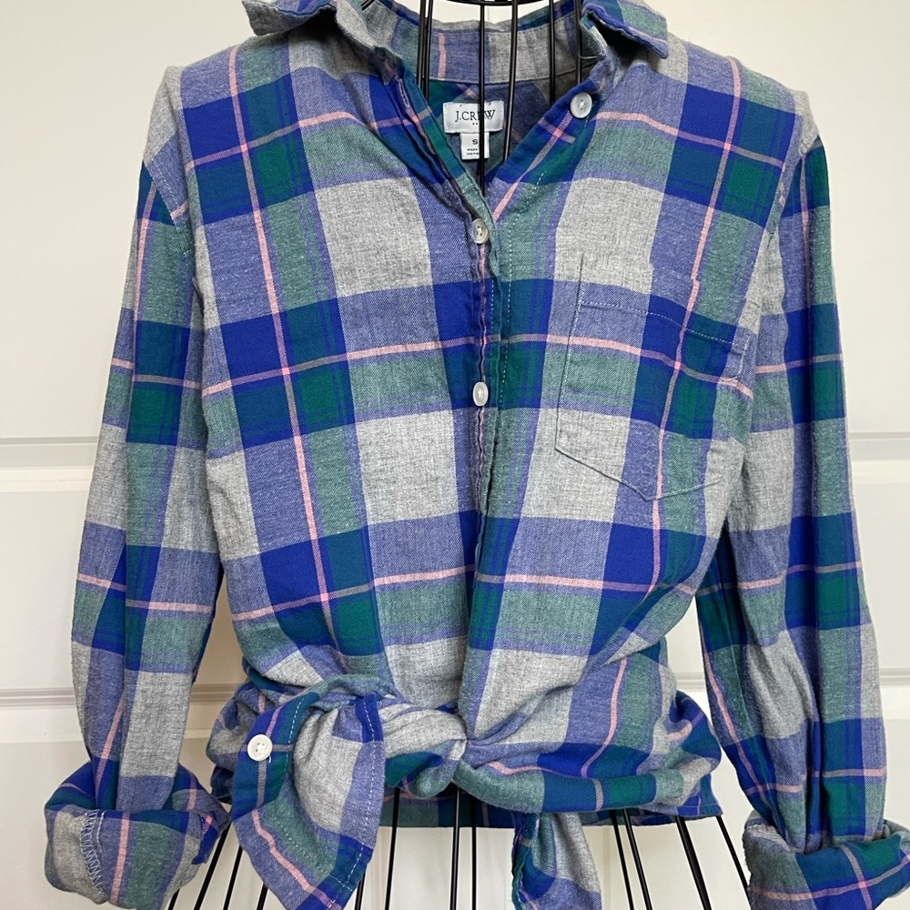 J. Crew flannel pastel button down pastel boho top